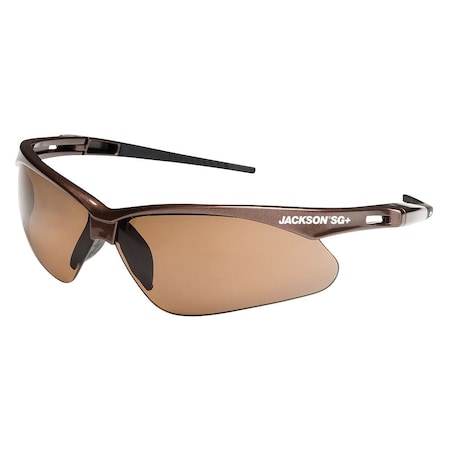 Jackson Safety Safety Glasses, Anti-Scratch, Brown Lens, Brown Frame, Half-Frame, Yes 50017